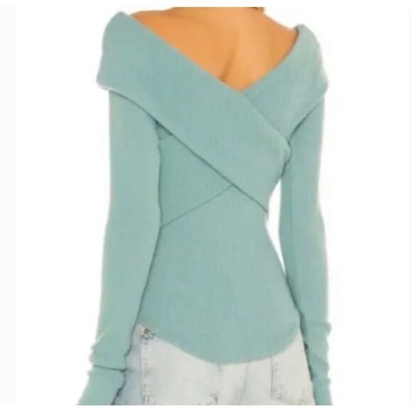 Free People Marley Off the Shoulder Rib Top in Juniper Berry size m - Picture 10 of 10
